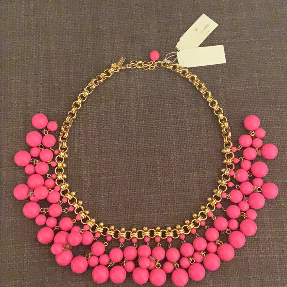 Kate Spade ♠️ Gold Necklace w/Pink Cluster Beads